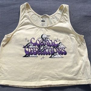 QuikSilver pale yellow crop fit Tank, weather look! Super Cute!